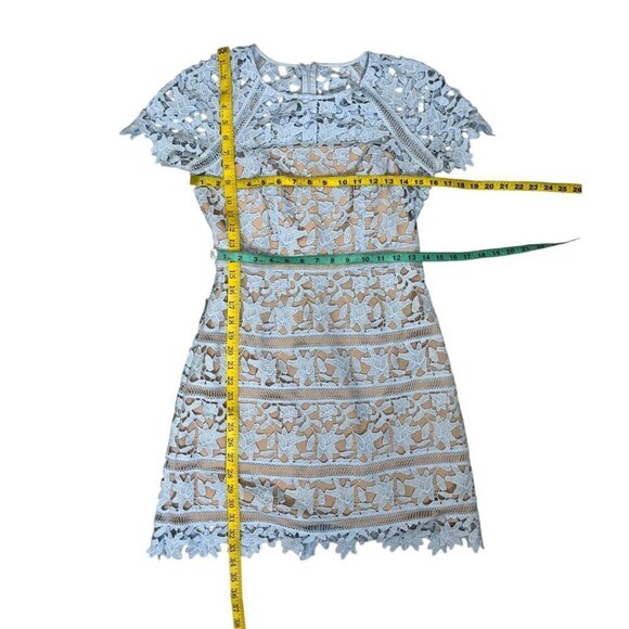 Eliza J Light Blue Floral Lace Short Sleeve Mini Dress 4 Petite Small - Picture 12 of 12